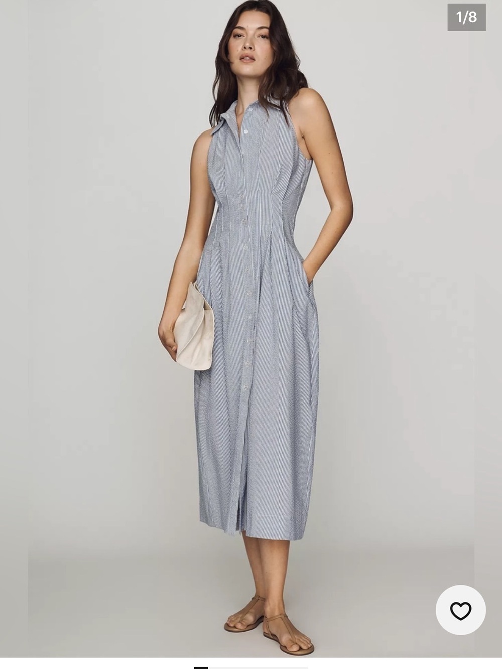 Anthropologie Exquise The Tobie Sleeveless Seersucker Maxi Dress Stripe Sz M